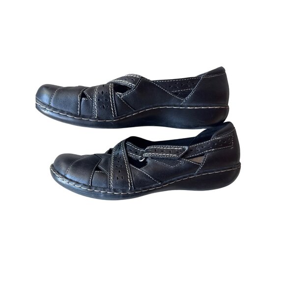 Clarks Bendables Brown Leather Comfort Mary Jane Flats Women's Size 9W Walking - Picture 8 of 10